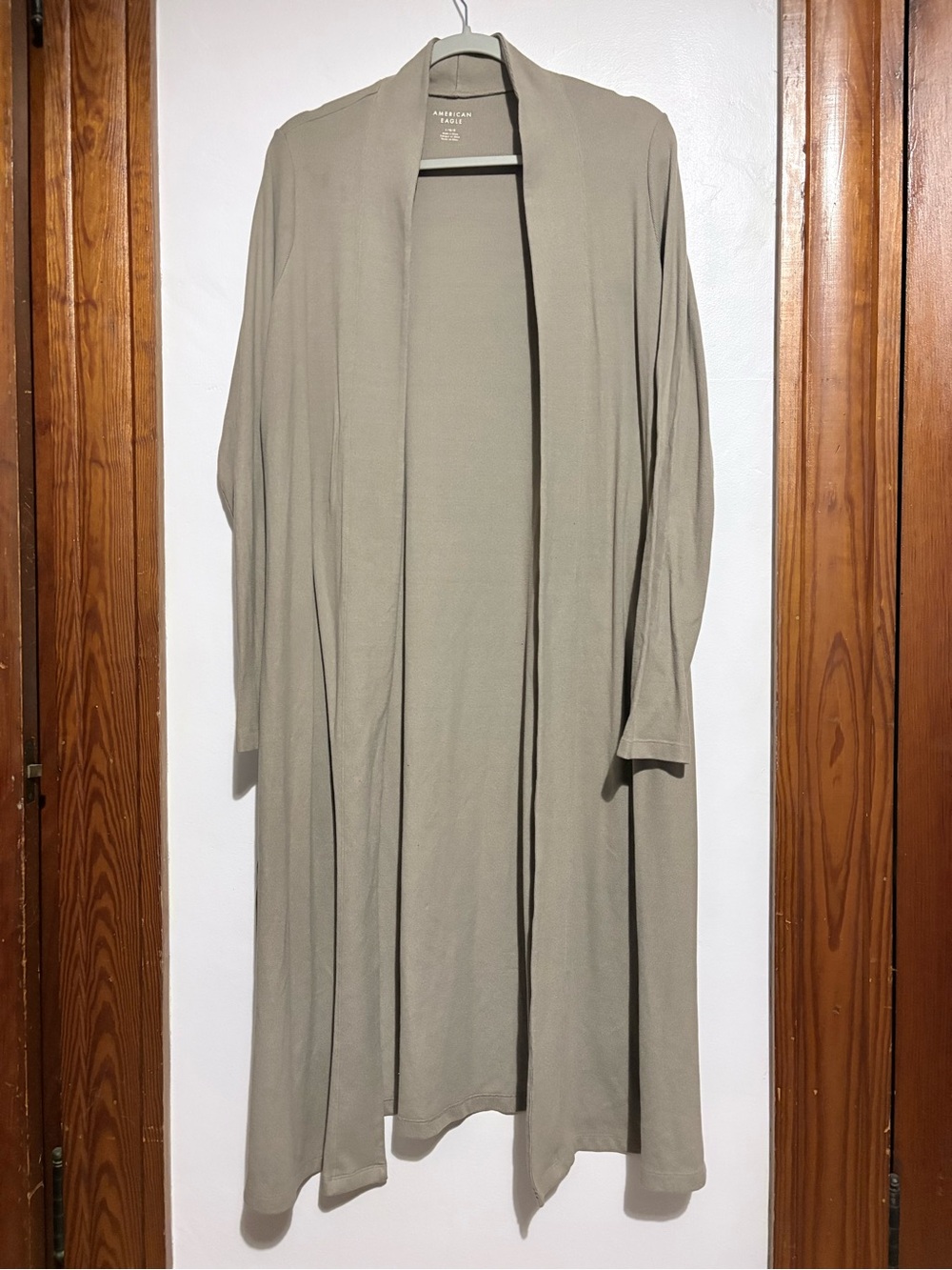 American Eagle Open-Front Longline Cardigan Sweater - Taupe